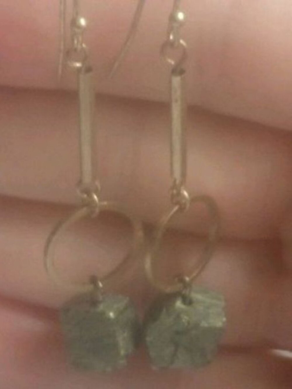 Natural Pyrite and Brass Earrings